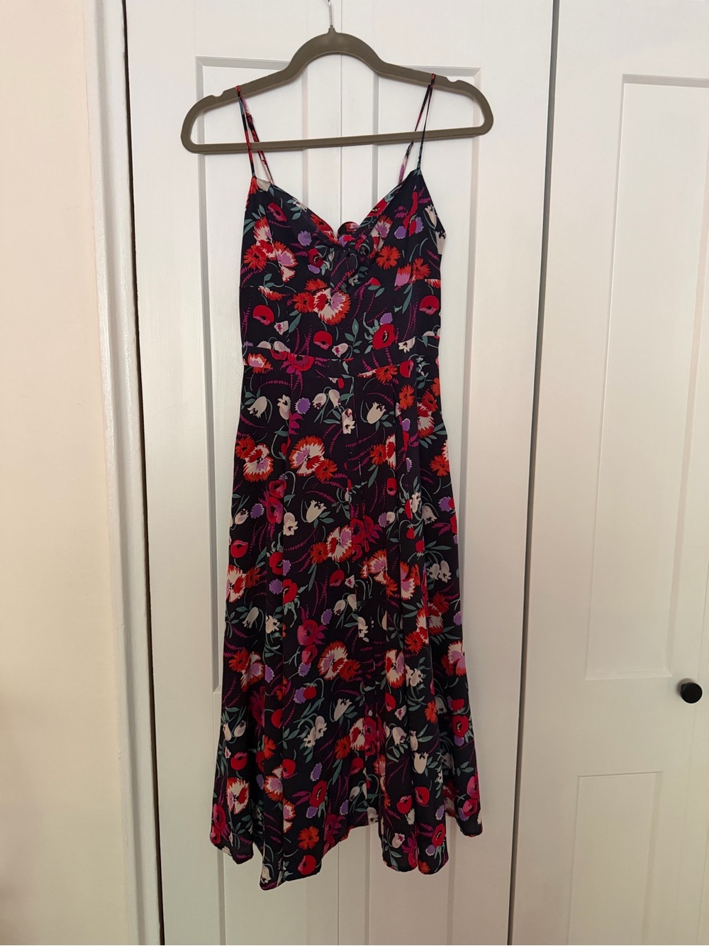 Yumi Kim Navy Midi Dress with Red & Pink Floral Print